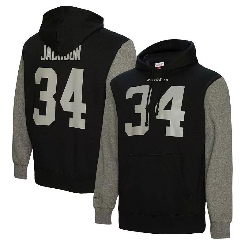 Mens Mitchell & Ness Bo Jackson Black Las Vegas Raiders Retired Player Name and Number Pullover Hoodie Product Image