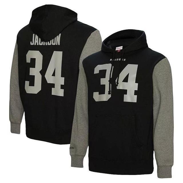 Mens Mitchell & Ness Bo Jackson Black Las Vegas Raiders Retired Player Name & Number Pullover Hoodie Product Image