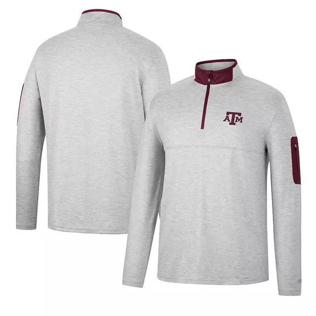 Mens Colosseum Heathered Gray/Crimson Washington State Cougars Country Club Windshirt Quarter-Zip Jacket Product Image