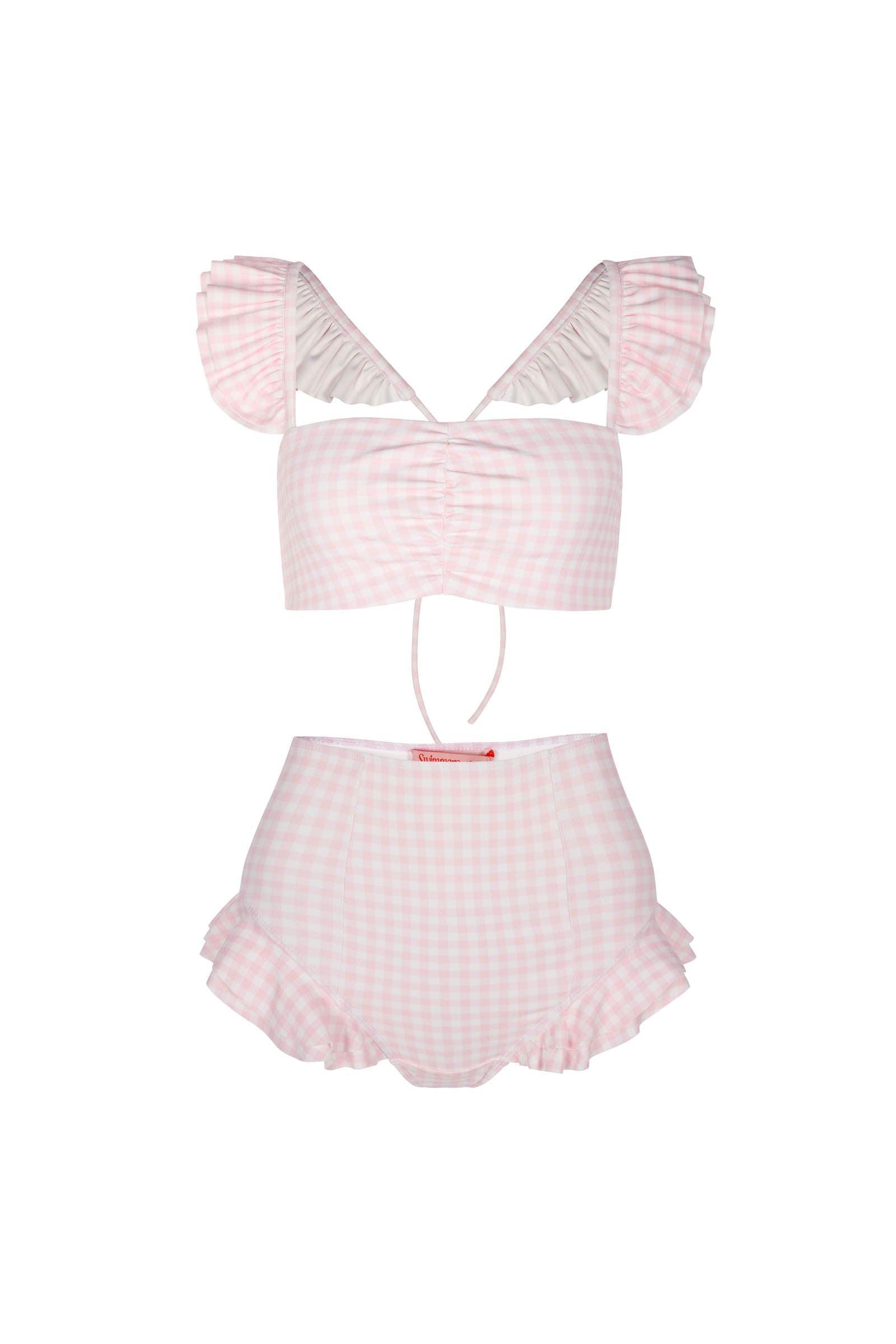 The Pink Gingham Ruffle Bikini Bottoms Product Image