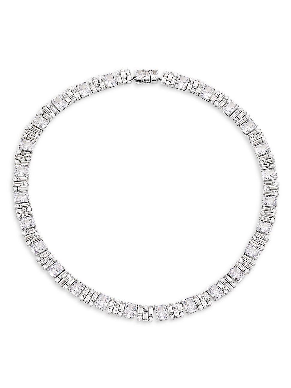 Womens Jazz Deco Sterling Silver & Cubic Zirconia Collar Necklace Product Image