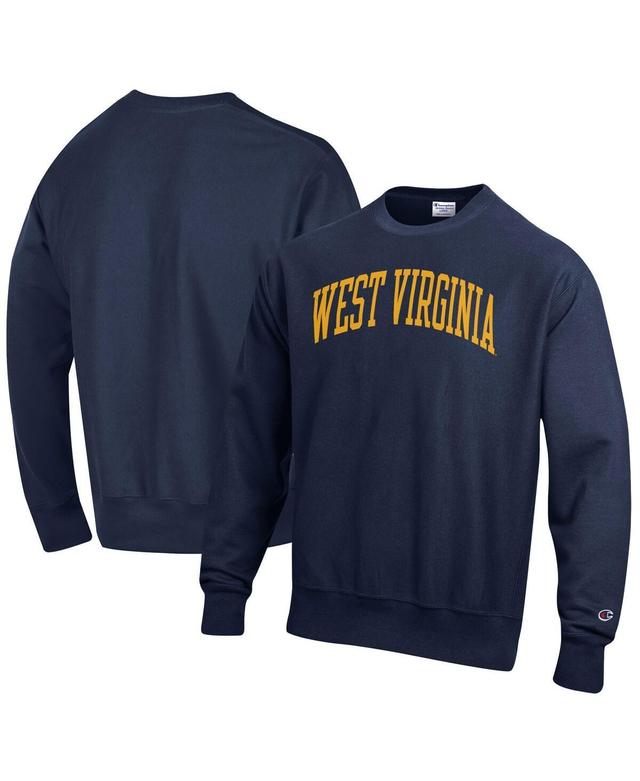 Mens Champion West Virginia Mountaineers Big & Tall Reverse Weave Fleece Crewneck Pullover Sweatshirt Blue Product Image