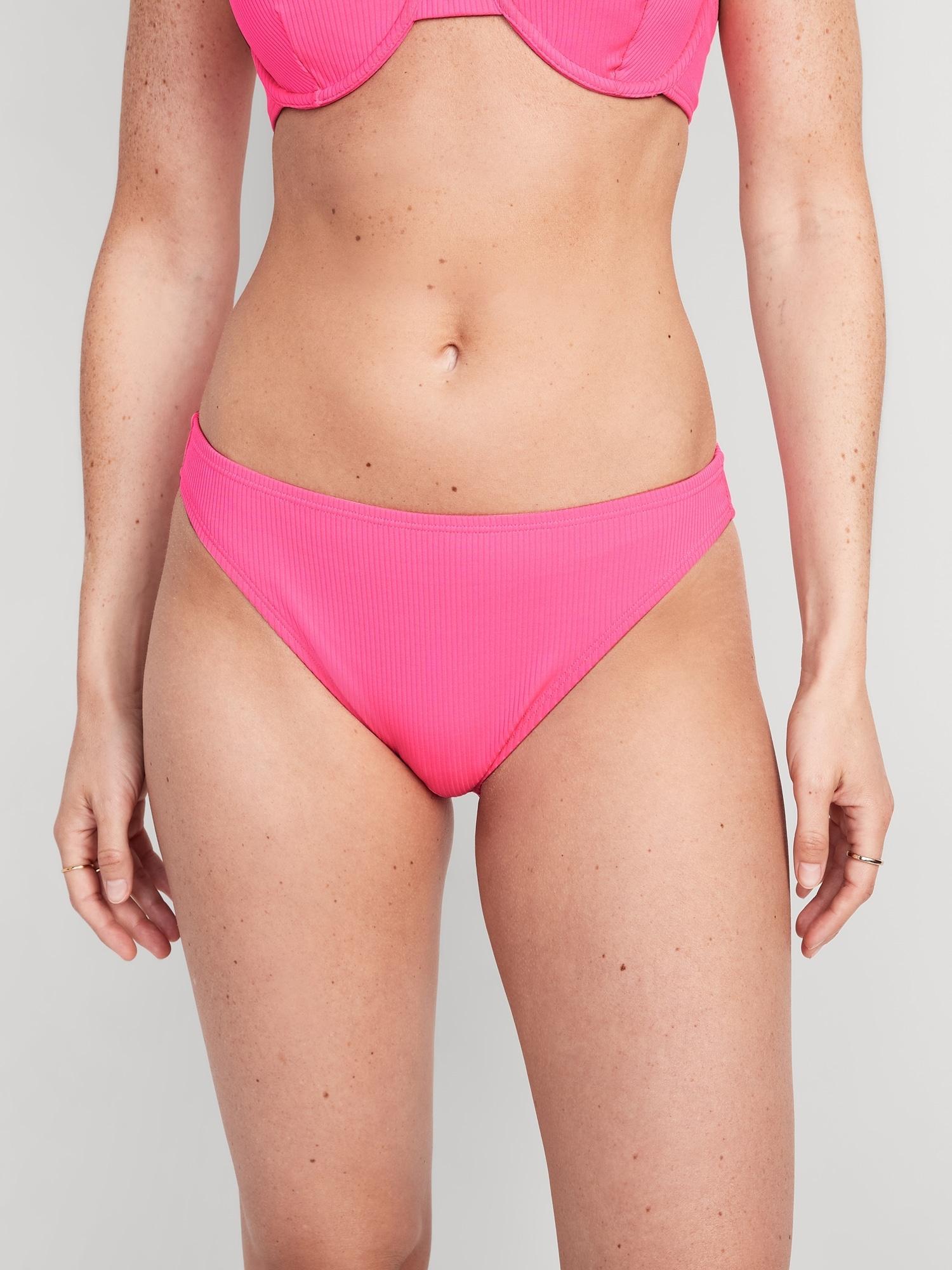 High-Waisted French-Cut Ribbed Bikini Swim Bottoms Product Image