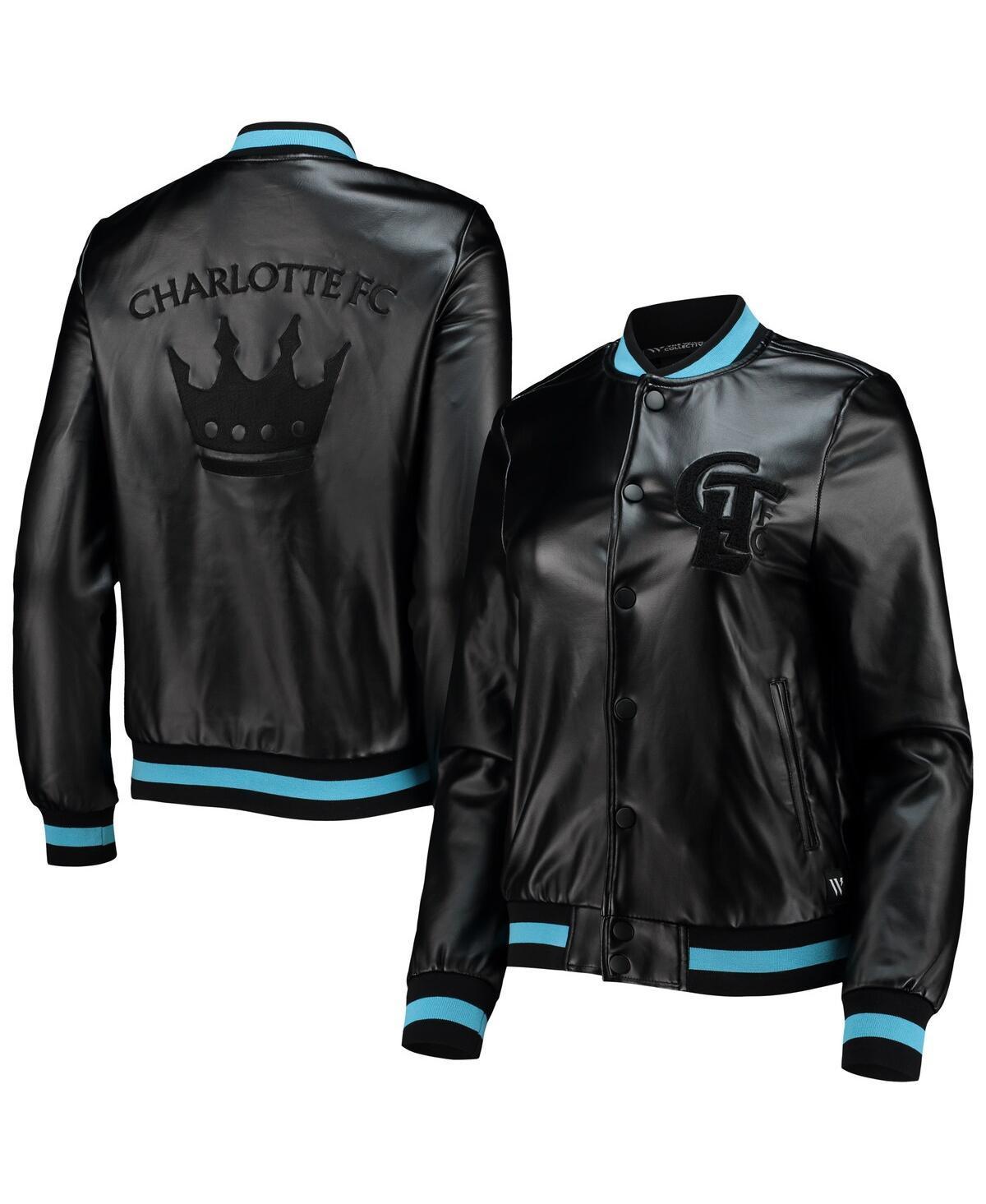 Womens The Wild Collective Black Charlotte FC Full-Snap Bomber Jacket Product Image