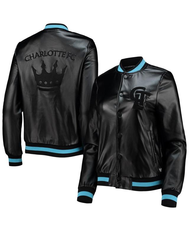 Womens The Wild Collective Black Charlotte FC Full-Snap Bomber Jacket Product Image