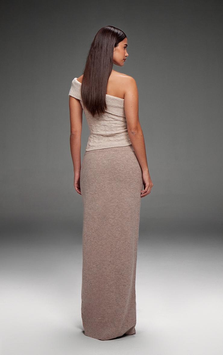 Taupe Melange Soft Knit Maxi Skirt Product Image