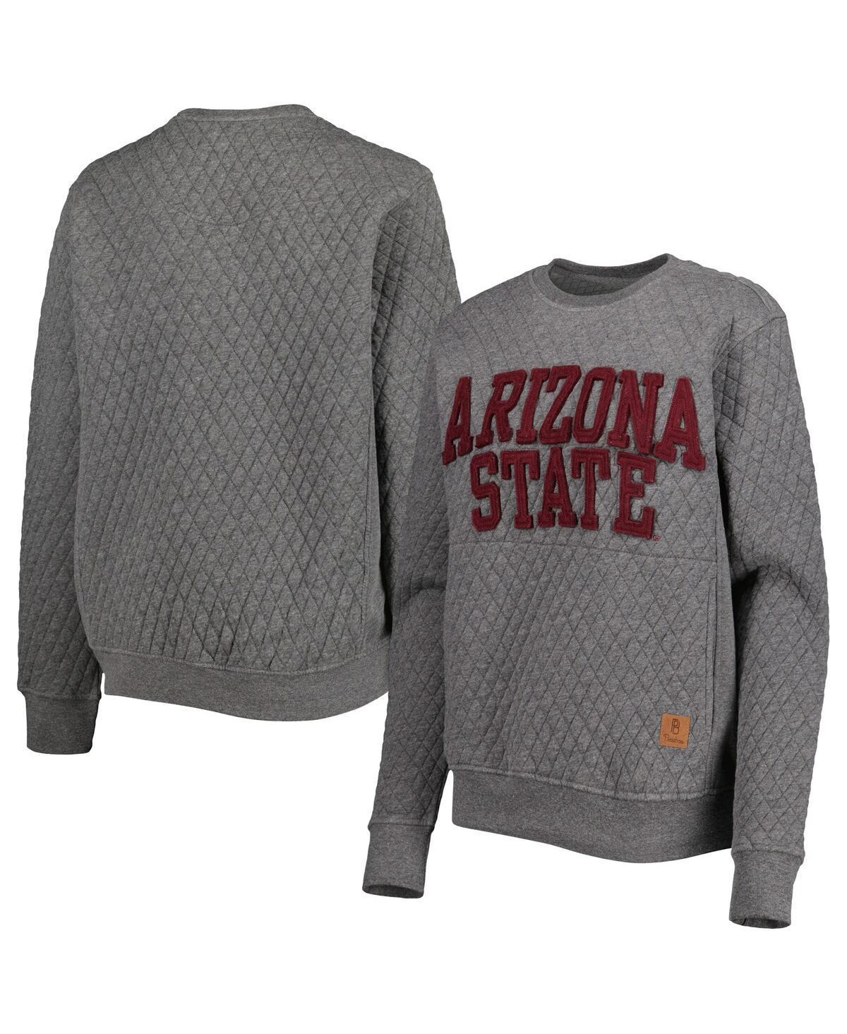 Womens Pressbox Heather Charcoal Arizona State Sun Devils Moose Quilted Pullover Sweatshirt Product Image