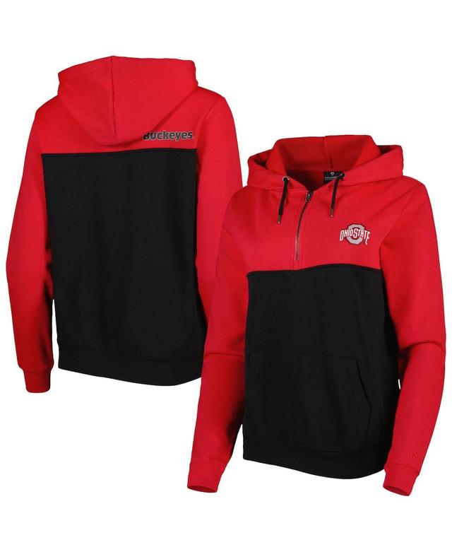 Womens Colosseum /Scarlet Ohio State Buckeyes Aidan Lightweight Half-Zip Hoodie Product Image