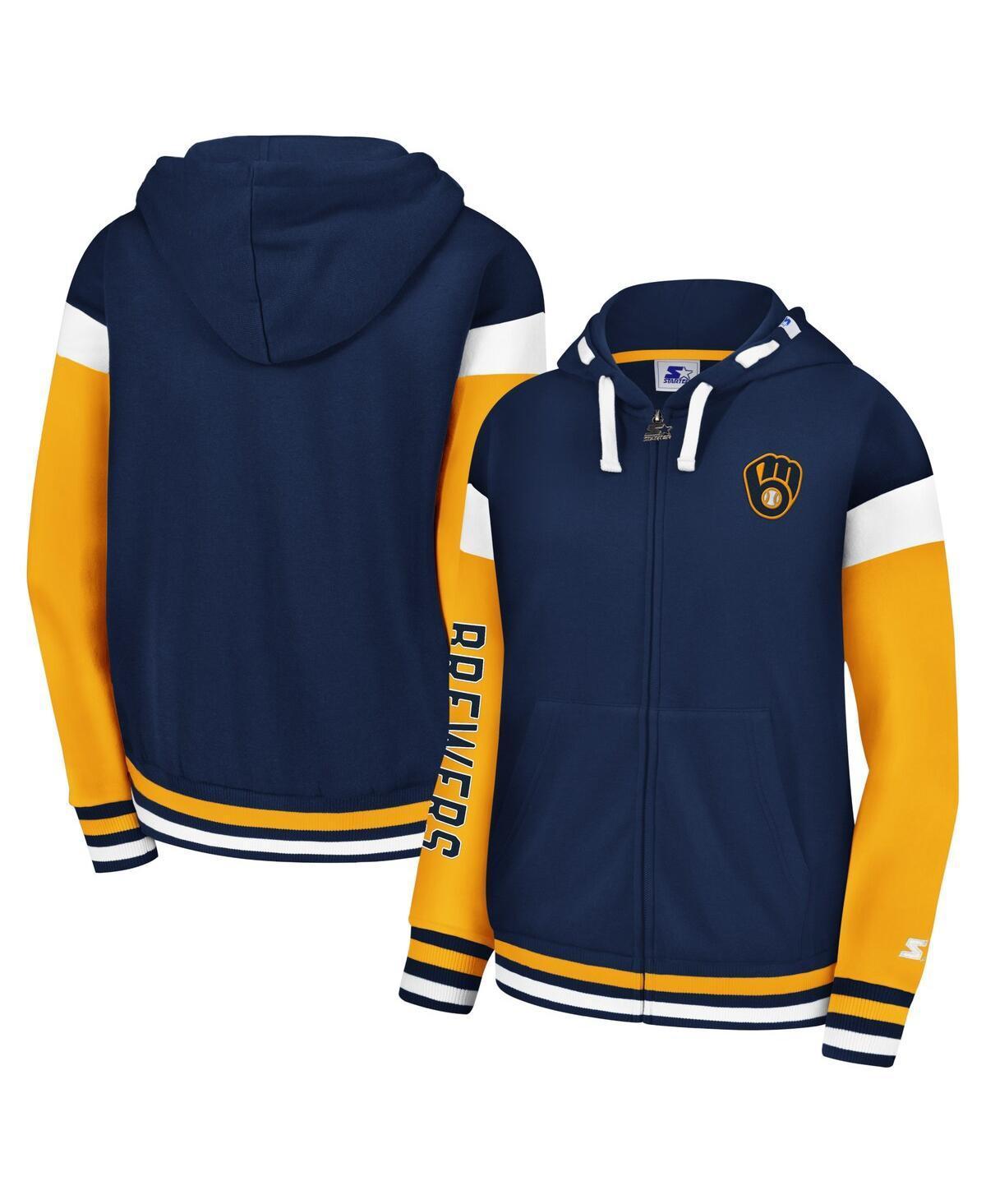 Womens Starter Navy Milwaukee Brewers Homestretch Full-Zip Hoodie Product Image