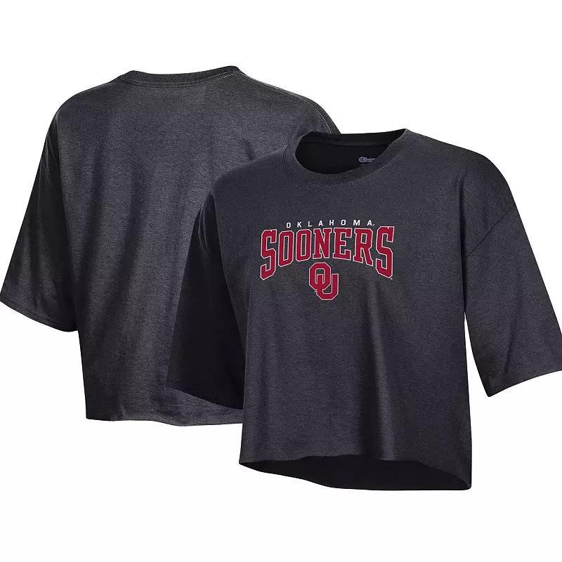 Womens Champion Heather Charcoal Ohio State Buckeyes Boyfriend Cropped T-Shirt Product Image