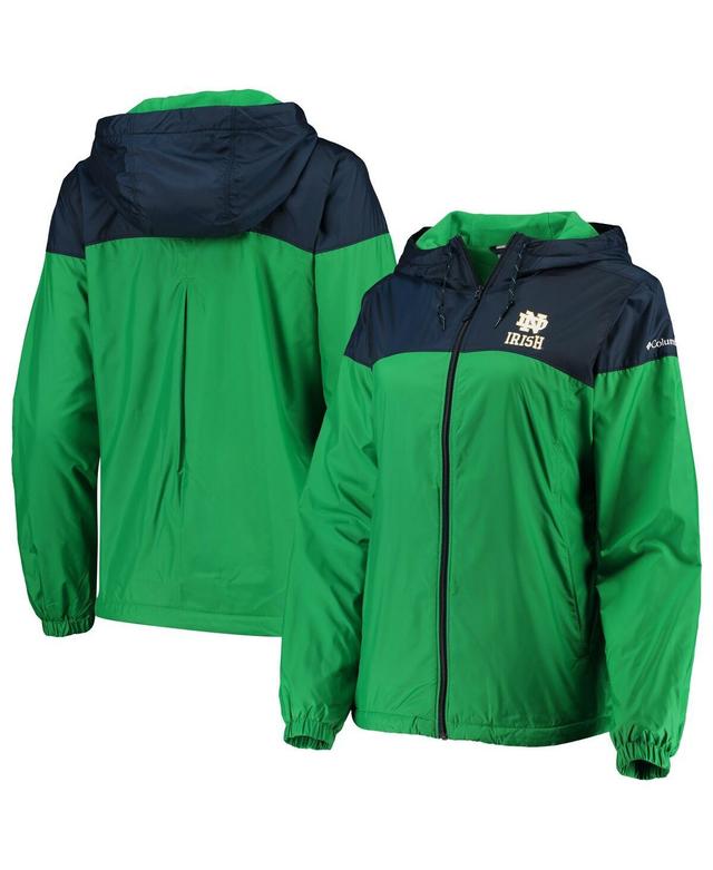 Womens Columbia Green Notre Dame Fighting Irish Flash Forward Lined Full-Zip Windbreaker Jacket - Green Product Image