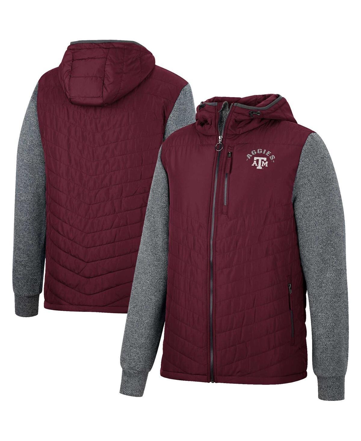 Mens Colosseum Maroon/Charcoal Texas A&M Aggies Course Herringbone Full-Zip Hoodie Product Image