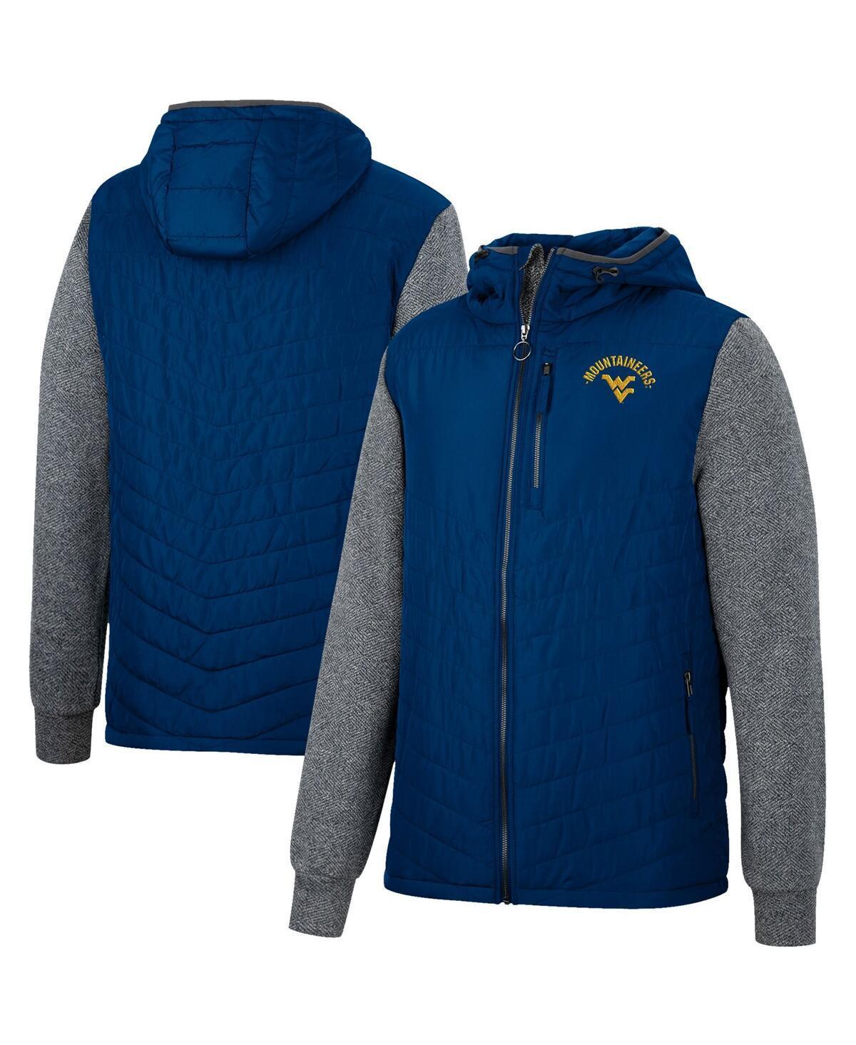 Mens Colosseum Navy West Virginia Mountaineers Course Herringbone Full-Zip Hoodie Product Image