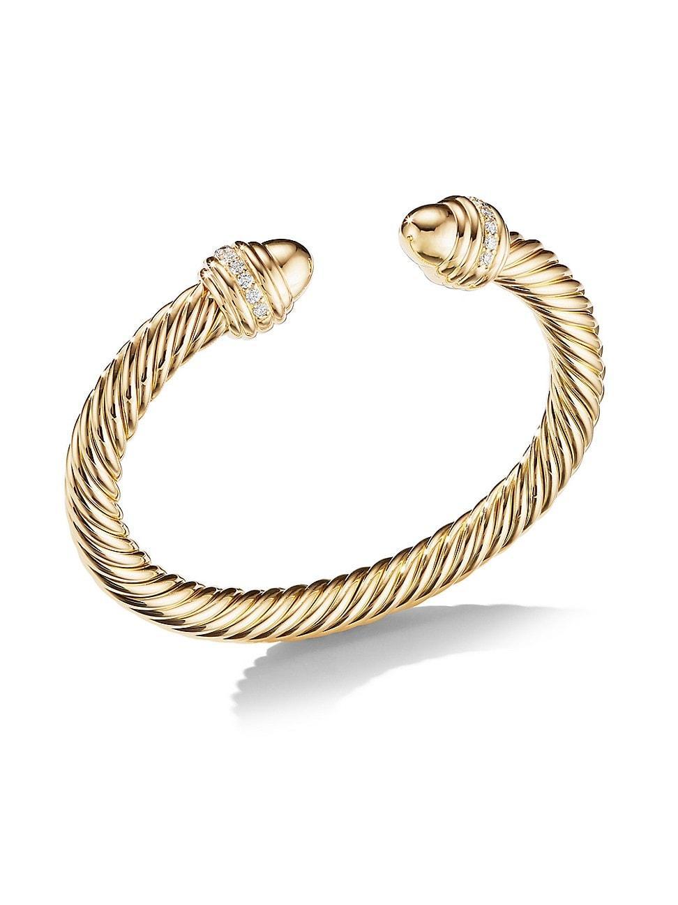 Womens Cable Classics Color Bracelet in 18K Yellow Gold with Gold Domes and Pav Diamonds Product Image