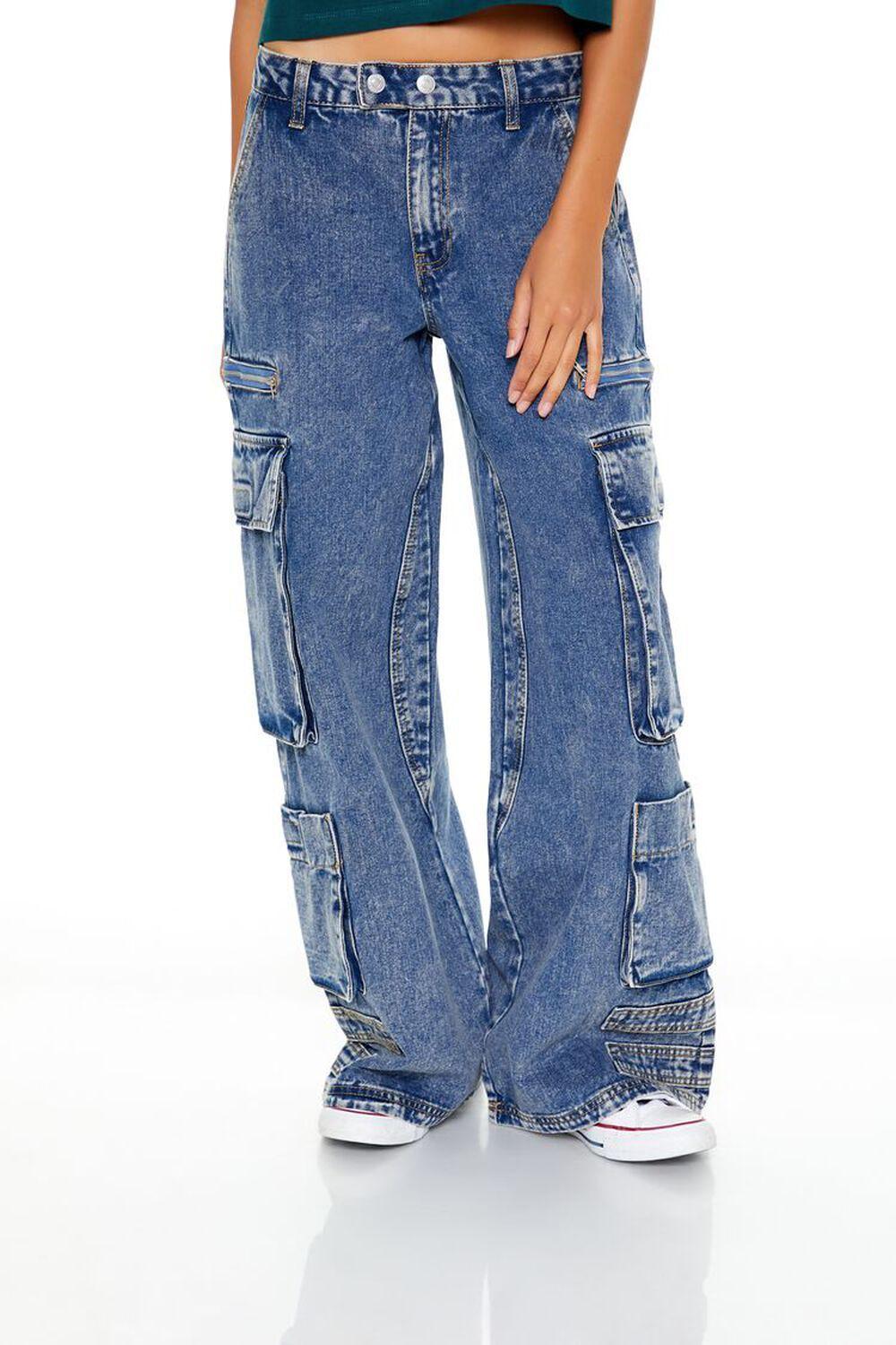 Mid-Rise Baggy Cargo Jeans | Forever 21 Product Image