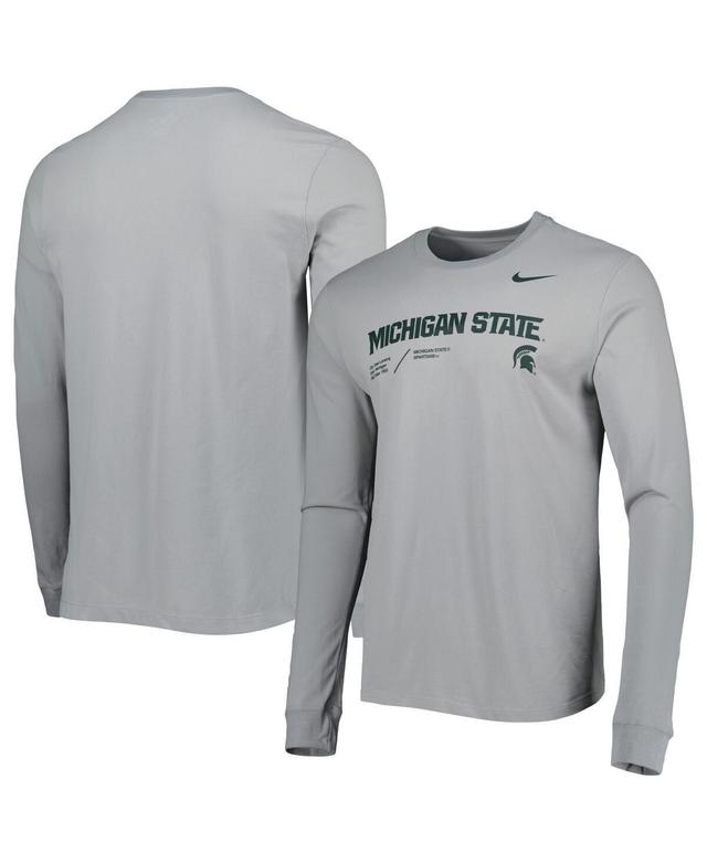 Mens Nike Gray Michigan State Spartans Team Practice Performance Long Sleeve T-Shirt Grey Product Image