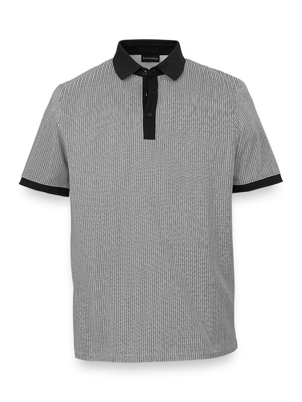 Cotton Blend Three Button Polo - Black/white Product Image