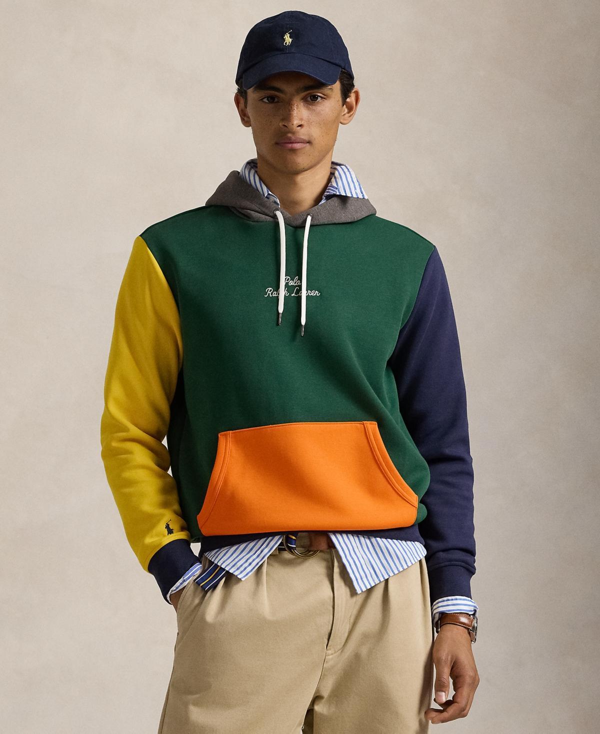 Polo Ralph Lauren Mens Logo Color-Blocked Double-Knit Hoodie Product Image