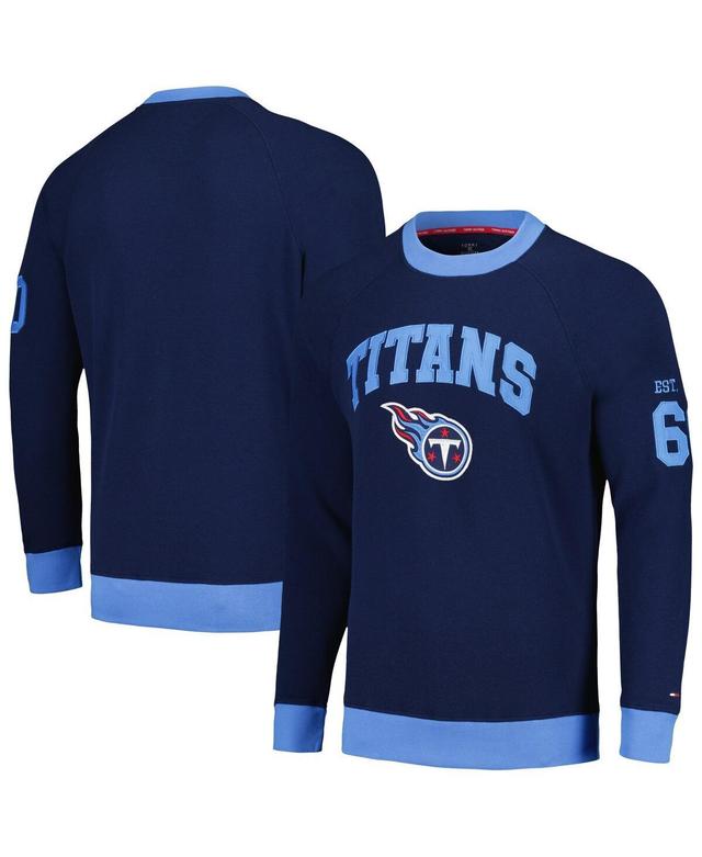 Mens Tommy Hilfiger Navy Tennessee Titans Reese Raglan Tri-Blend Pullover Sweatshirt Product Image