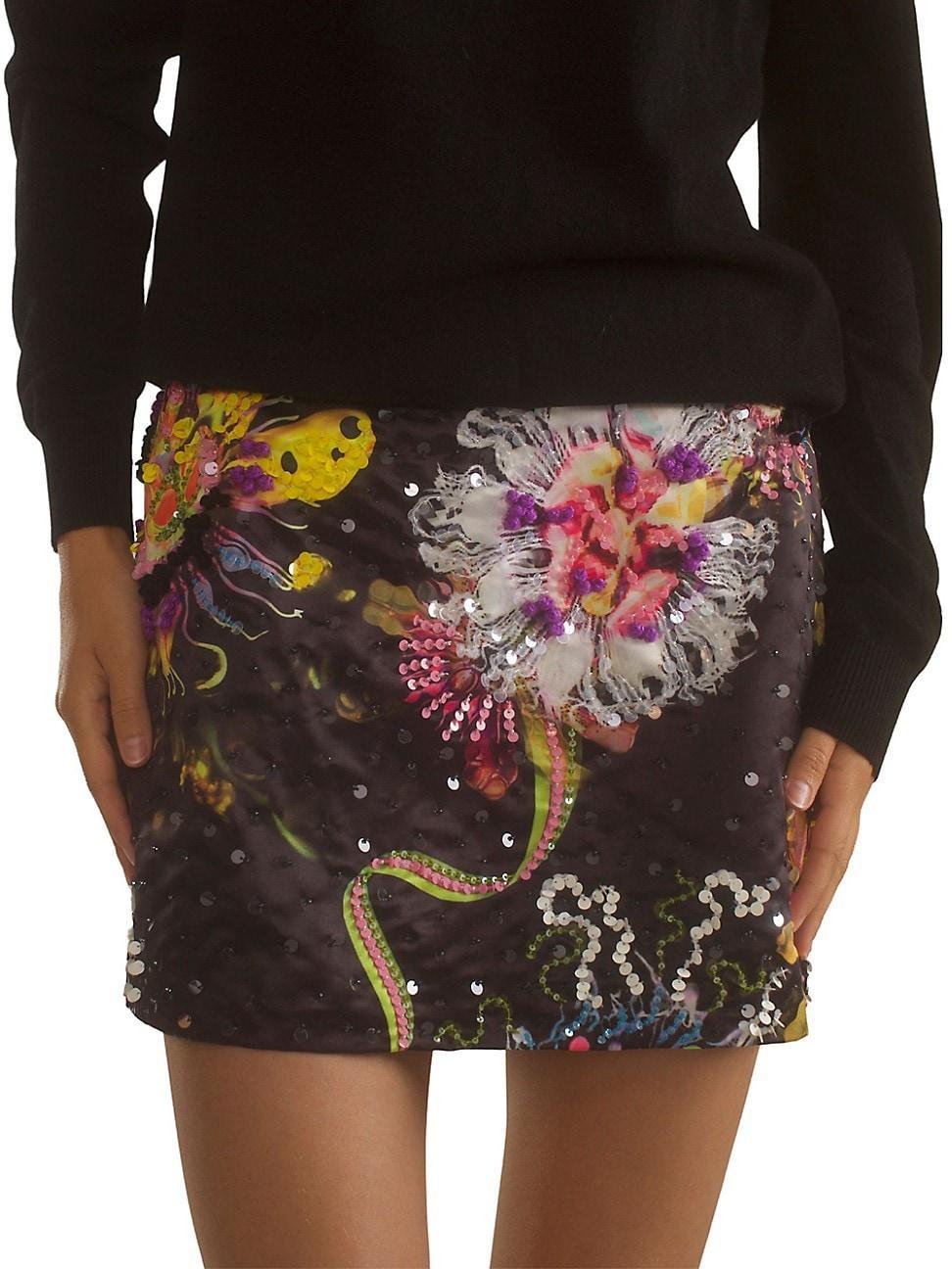 Womens Embellished Satin Miniskirt Product Image