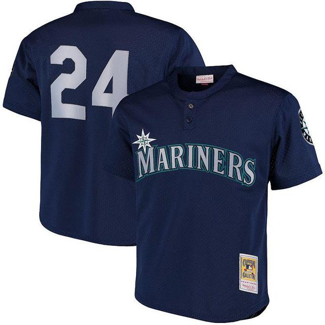 Mens Mitchell & Ness Ken Griffey Jr. Seattle Mariners Cooperstown Collection Mesh Batting Practice Jersey Blue Product Image