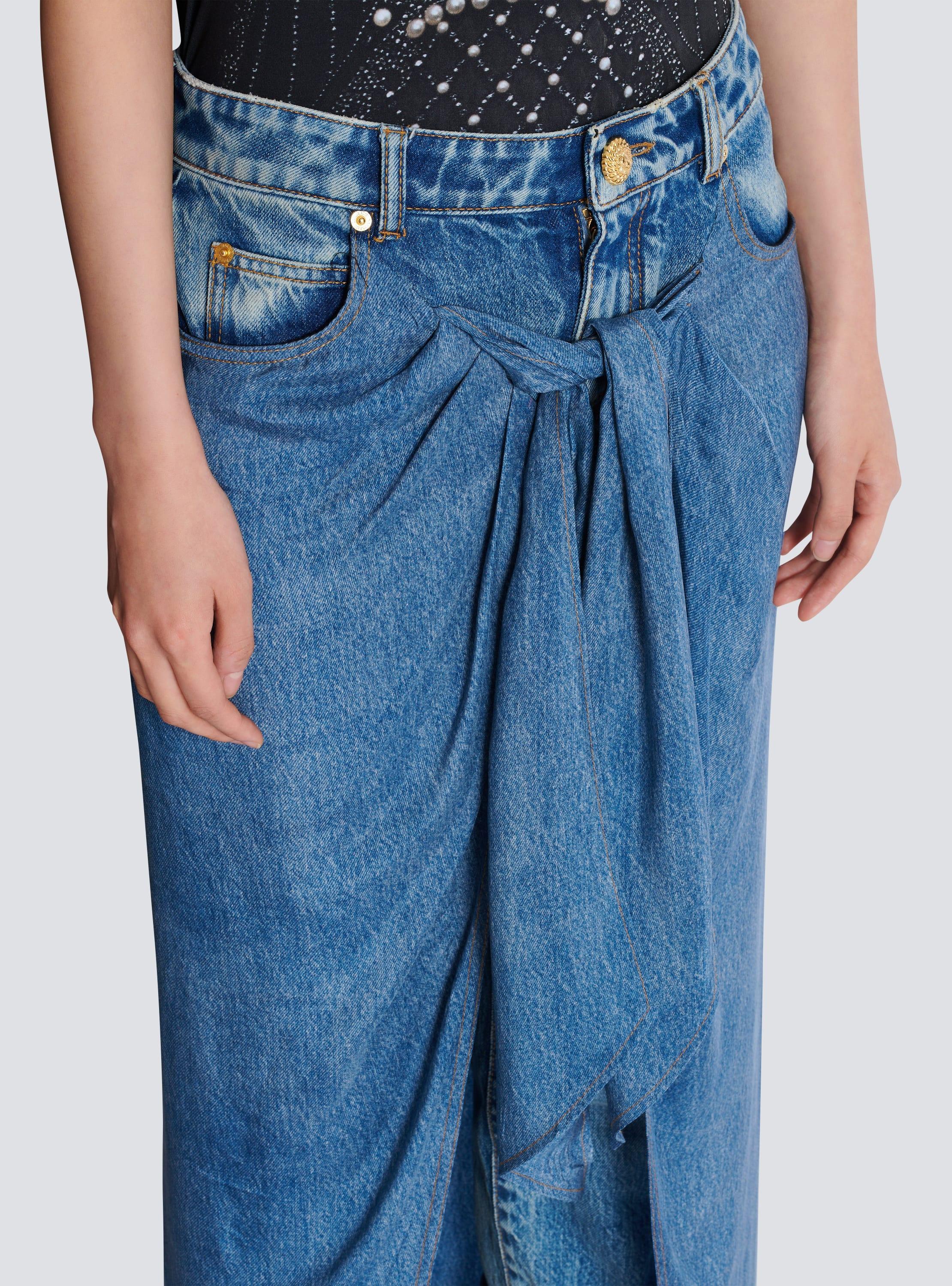 Denim jeans with draped skirt Product Image