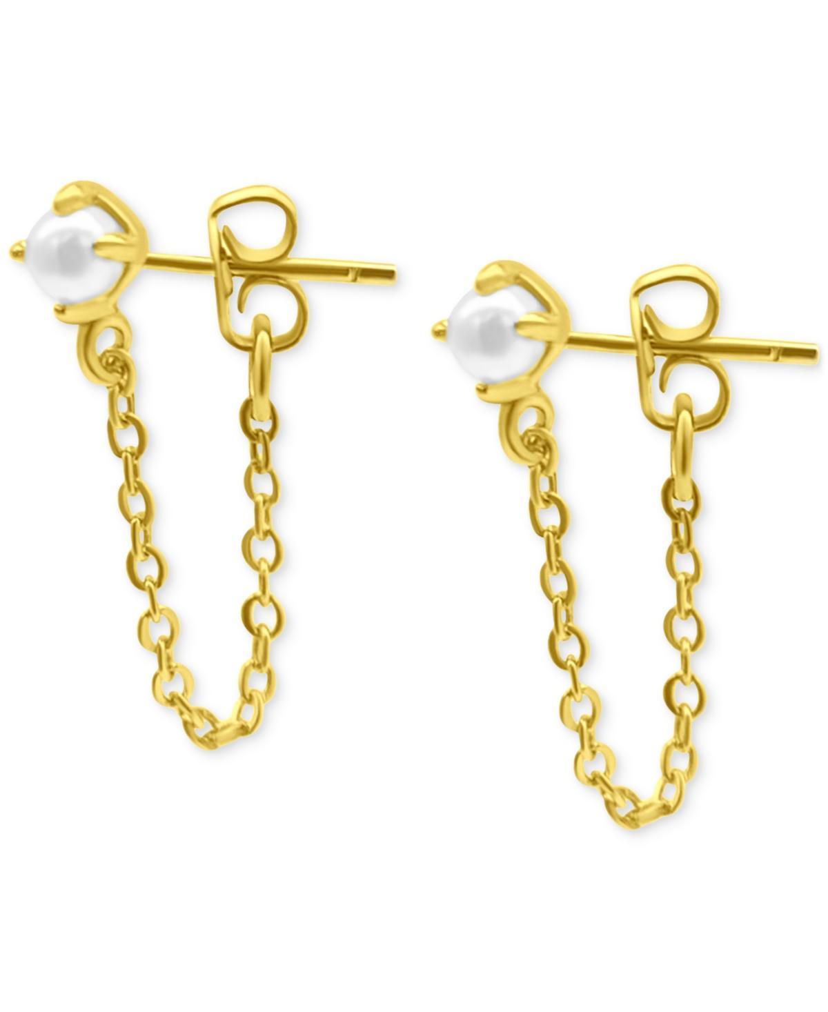 Adornia 14k Gold Plated Freshwater Cultured Pearl Chain Earrings, Womens, Yellow Product Image