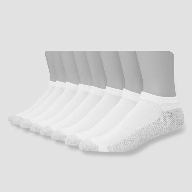 Mens Hanes 8pk Low Cut Socks With FreshIQ - White Product Image