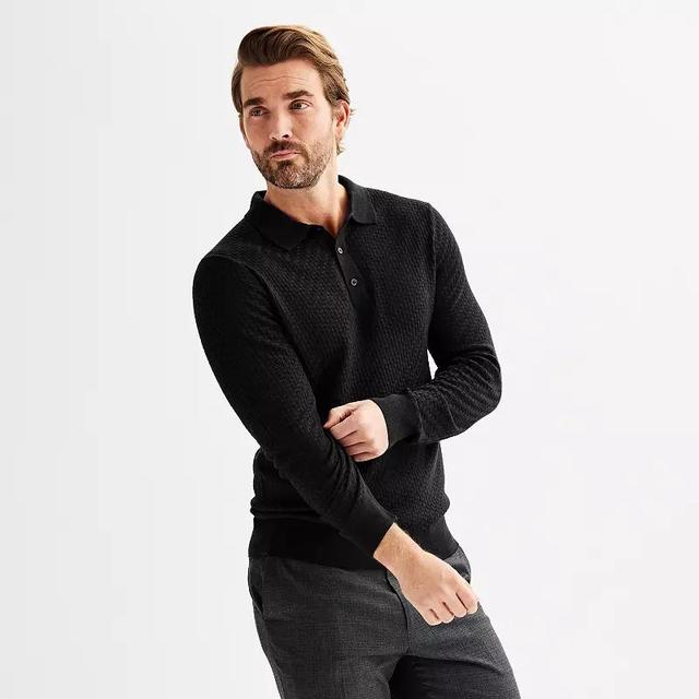 Mens Apt. 9 Merino Blend Textured Sweater Polo Product Image