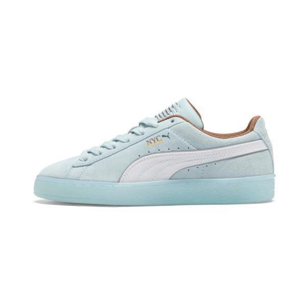 PUMA Suede NYC Women's Sneakers in Frosted Dew/White/Haute Coffee Product Image