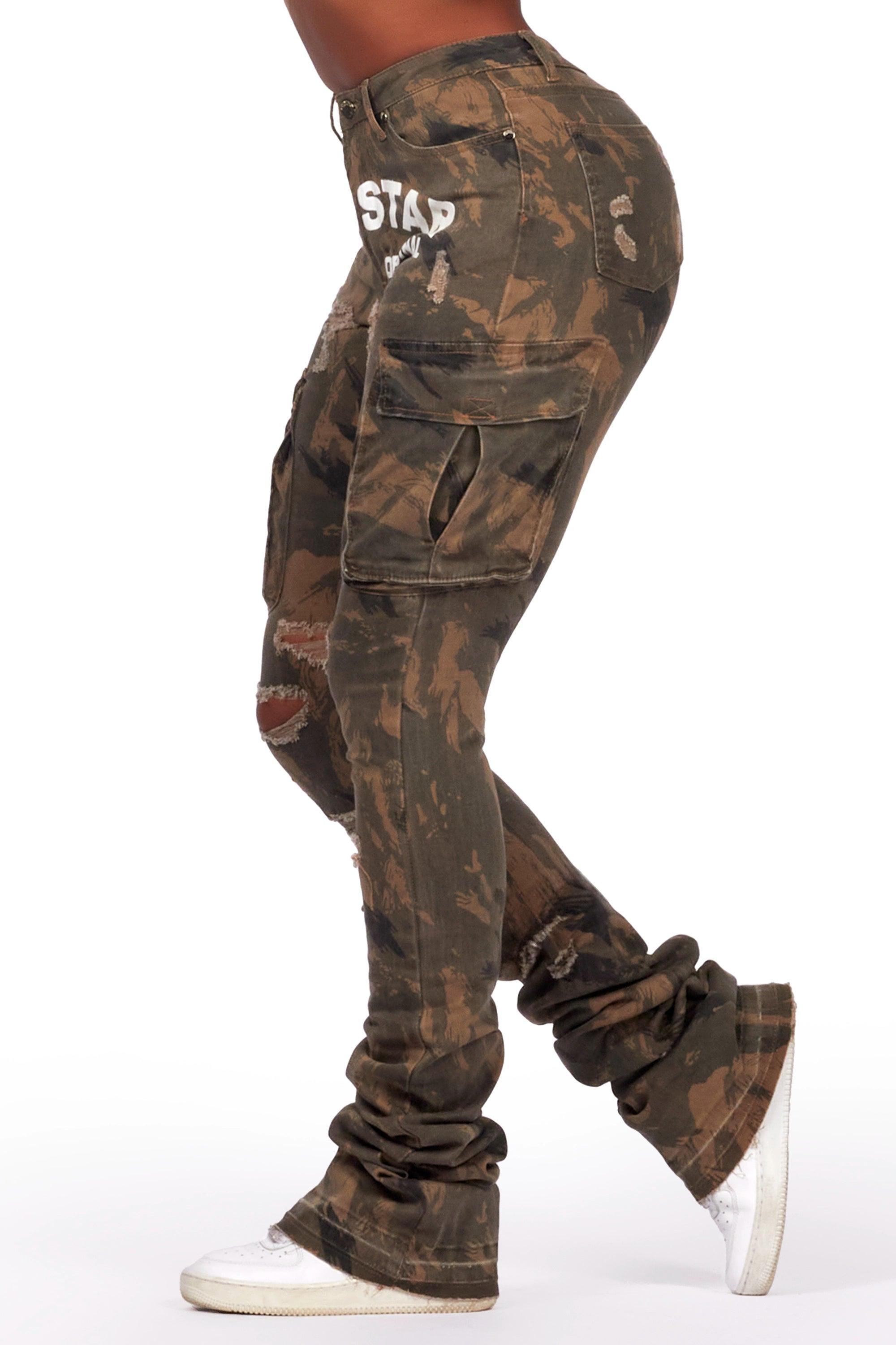 Catrina Green Camo Super Stacked Jean Female Product Image