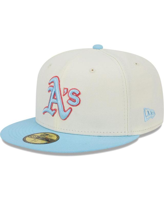 Mens New Era White and Light Blue Oakland Athletics Spring Color Two-Tone 59FIFTY Fitted Hat - White Product Image