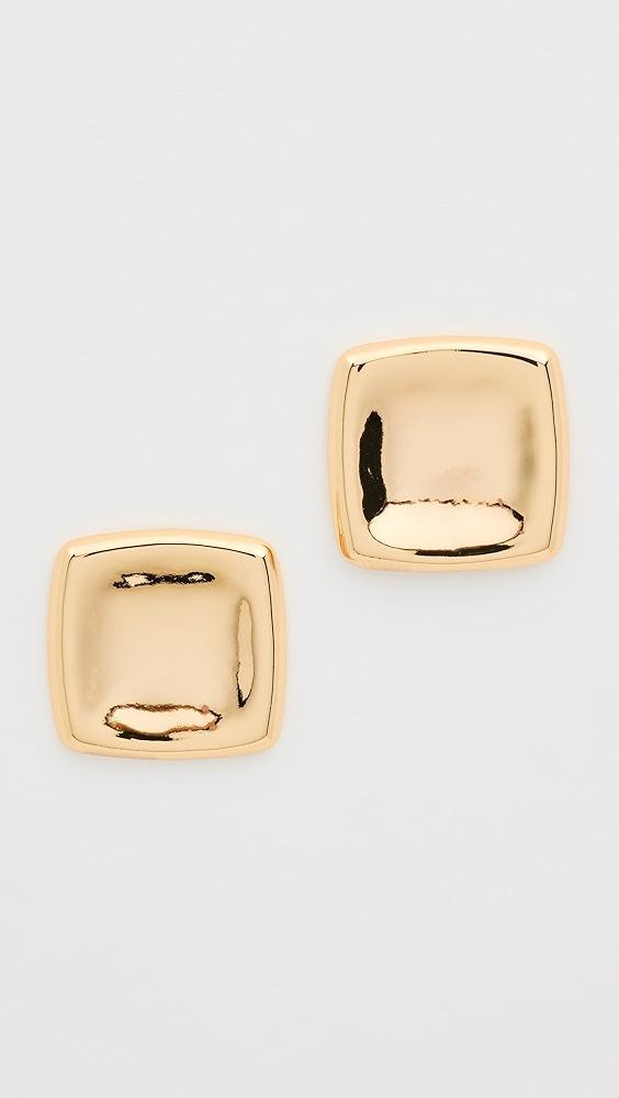 By Adina Eden Solid Large Indented Square Stud Earrings | Shopbop Product Image