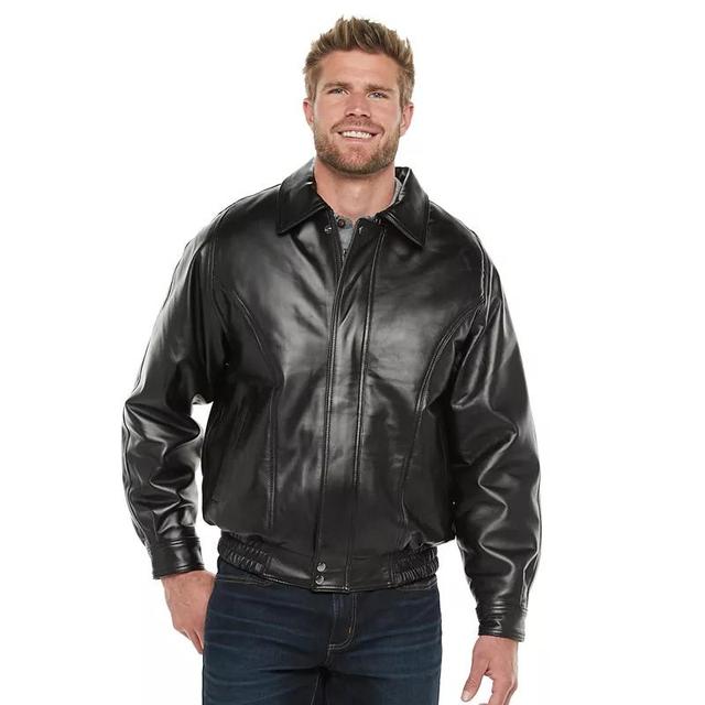 Mens Vintage Leather Leather Bomber Jacket Black Product Image