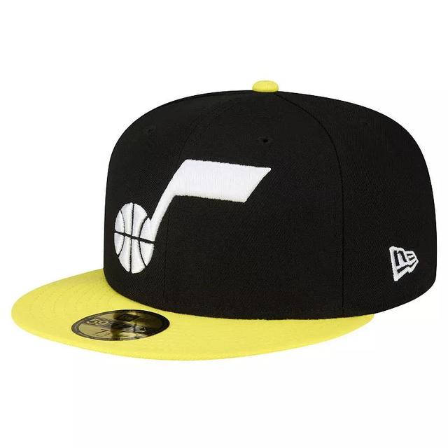 Mens New Era Black/Yellow Utah Jazz 2-Tone 59FIFTY Fitted Hat Product Image