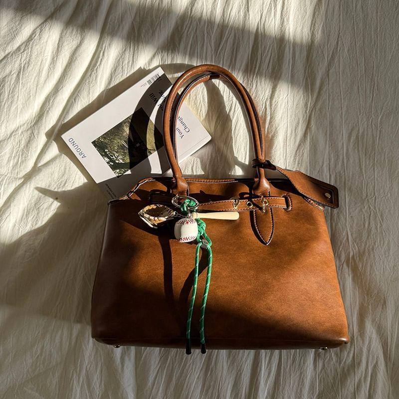 Faux Leather Buckled Tote Bag product image