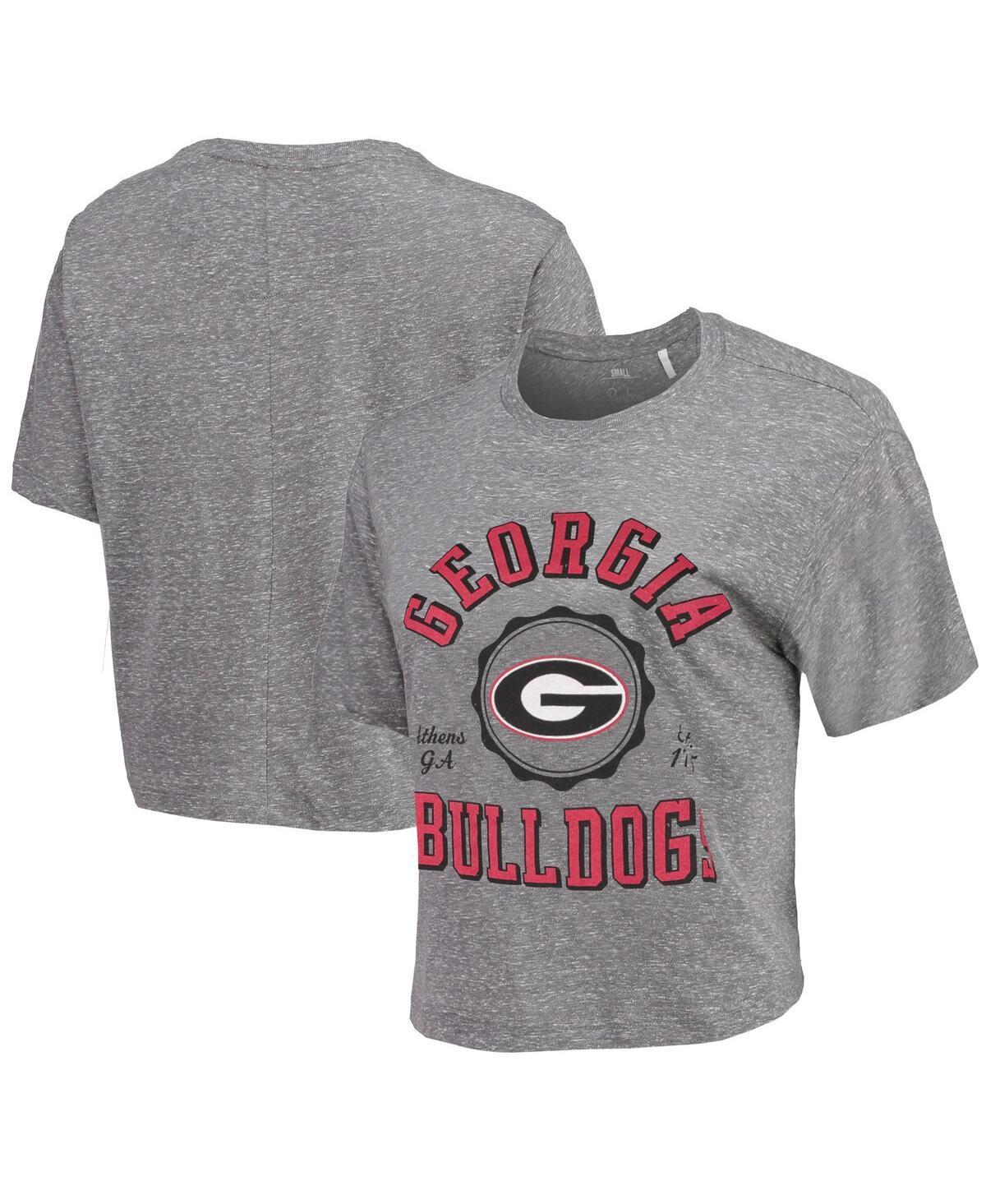 Womens Pressbox Gray Georgia Bulldogs Bishop Tri-Blend Knobi Crop T-shirt Product Image