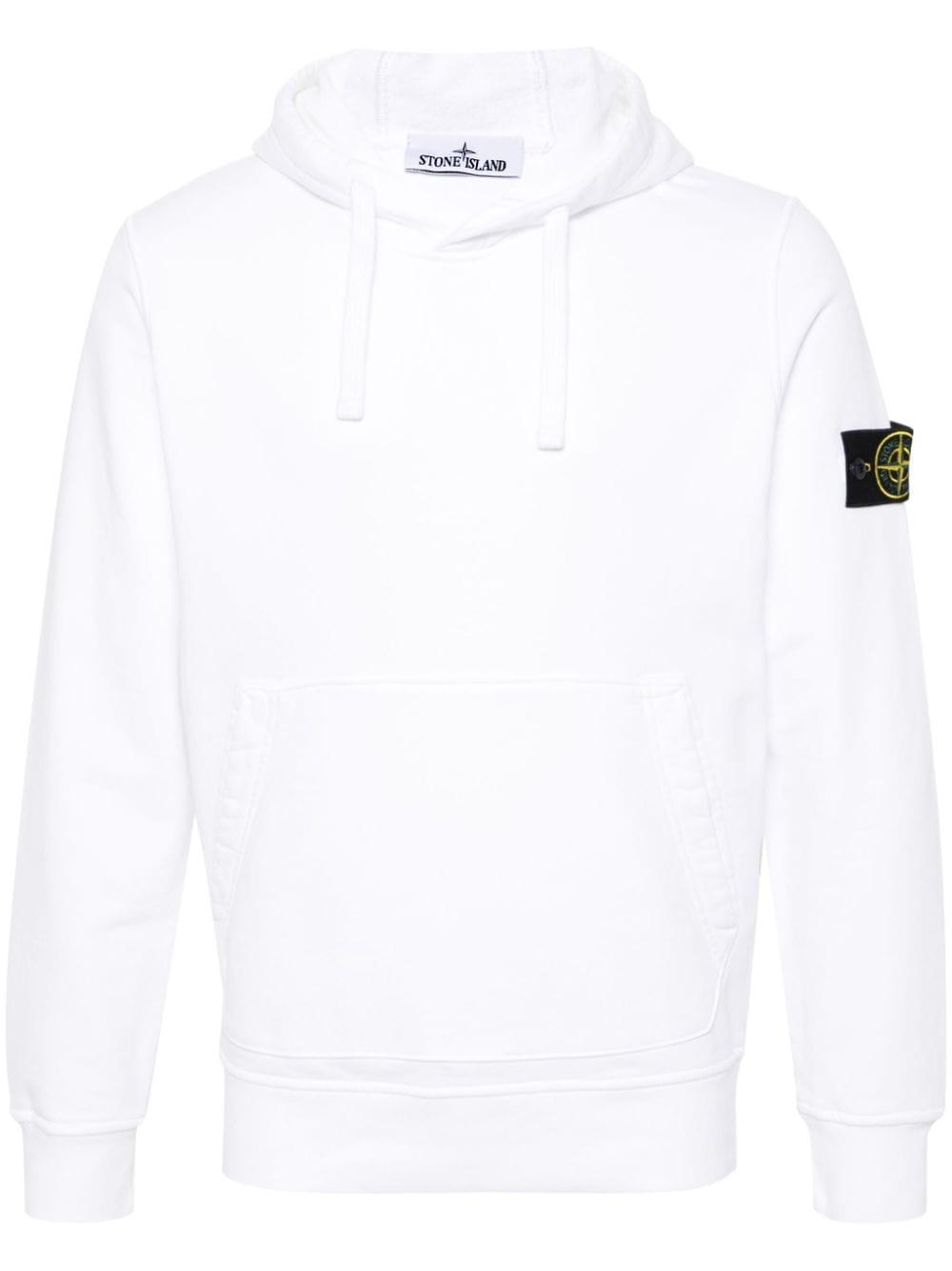 STONE ISLAND Cotton Hoodie In White Product Image