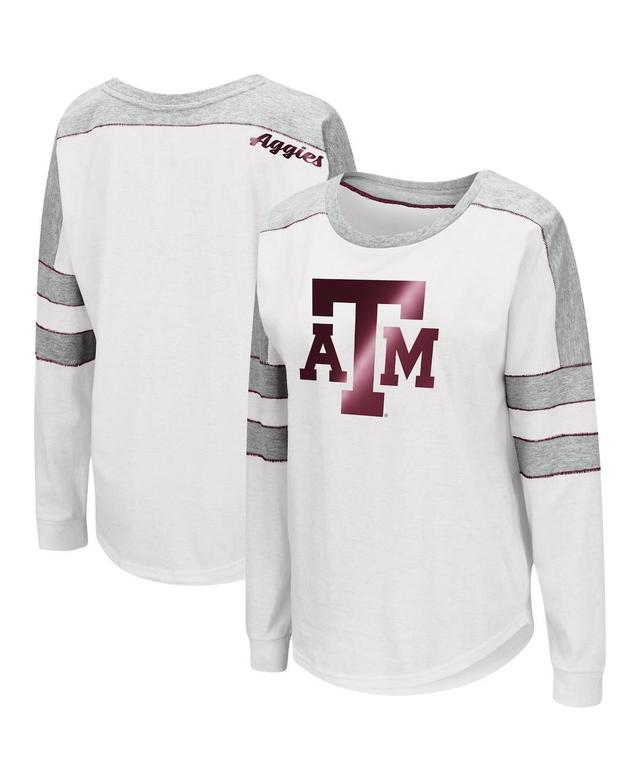 Womens Colosseum White Texas A&M Aggies Trey Dolman Long Sleeve T-shirt Product Image