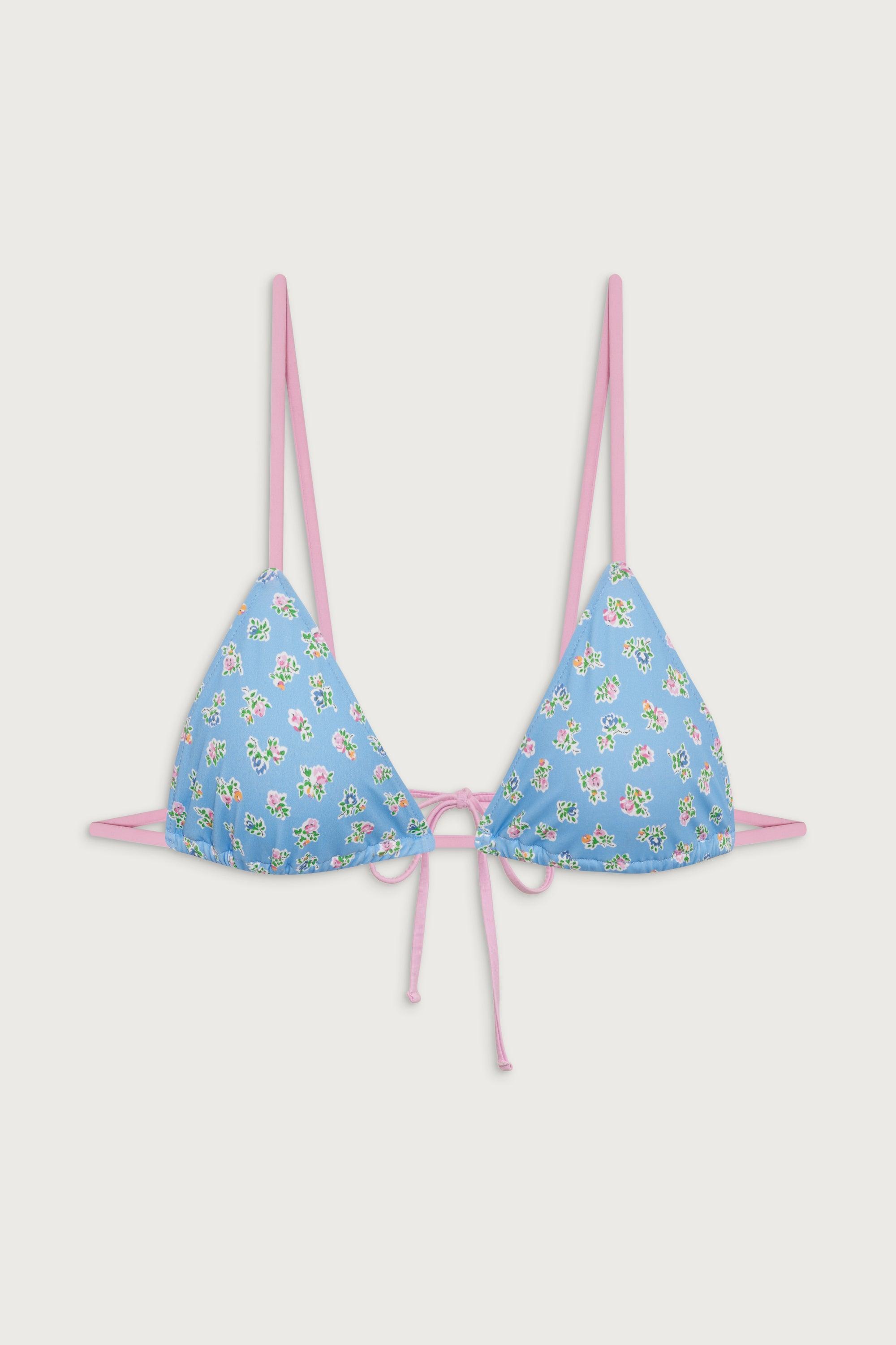 Lumia Triangle Floral Bikini Top - Blue Hawaii Product Image