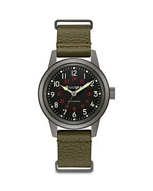 Bulova Mens Automatic Military Leather NATO Strap Watch - 98A255K Green Product Image