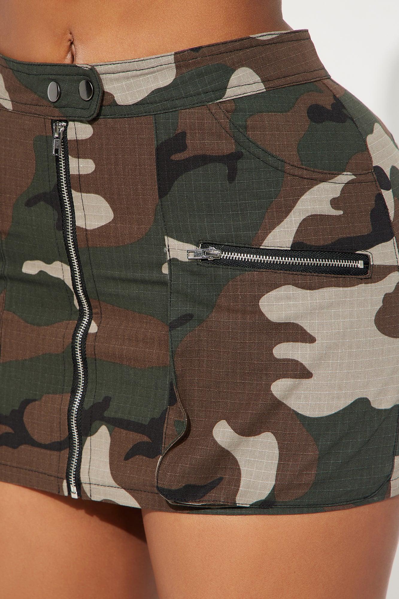 Rowen Camo Cargo Mini Skirt - Brown/combo Product Image