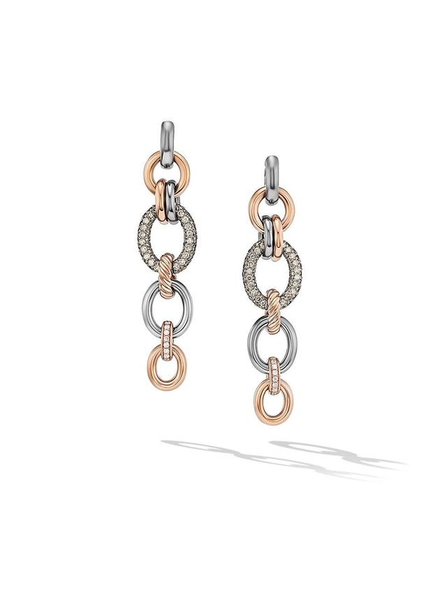 Womens DY Mercer Linked Melange Drop Earrings in Sterling Silver with 18K Rose Gold Product Image