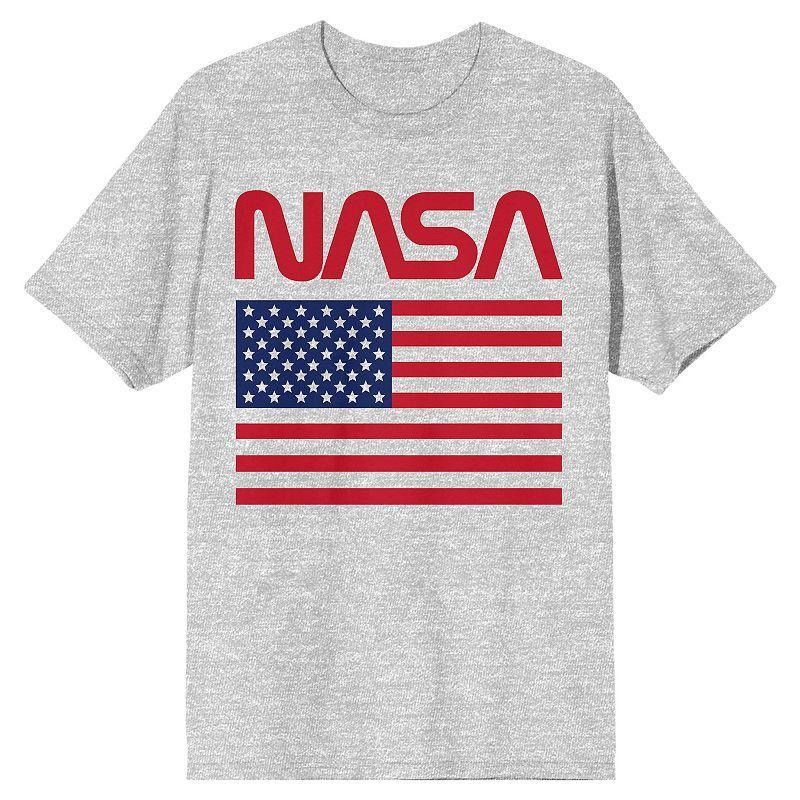 Mens American Flag NASA Tee Grey Product Image