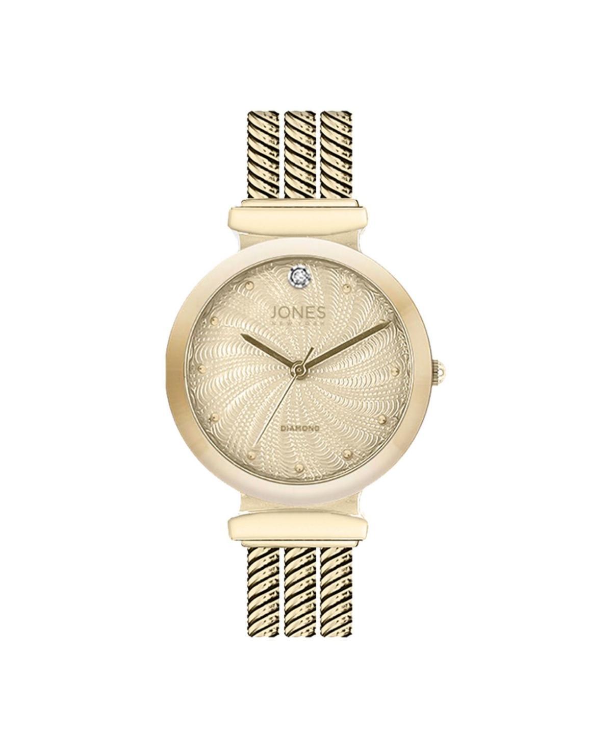 Jones New York Womens Genuine Diamond Dial Gold-Tone Tri-Band Analog Watch 40mm Product Image