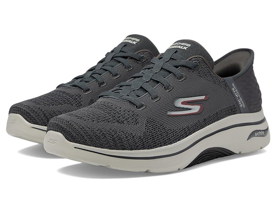 SKECHERS Performance Go Walk Arch Fit 2.0 - Grand Hands Free Slip-Ins (Charcoal/Red) Men's Lace-up Boots Product Image