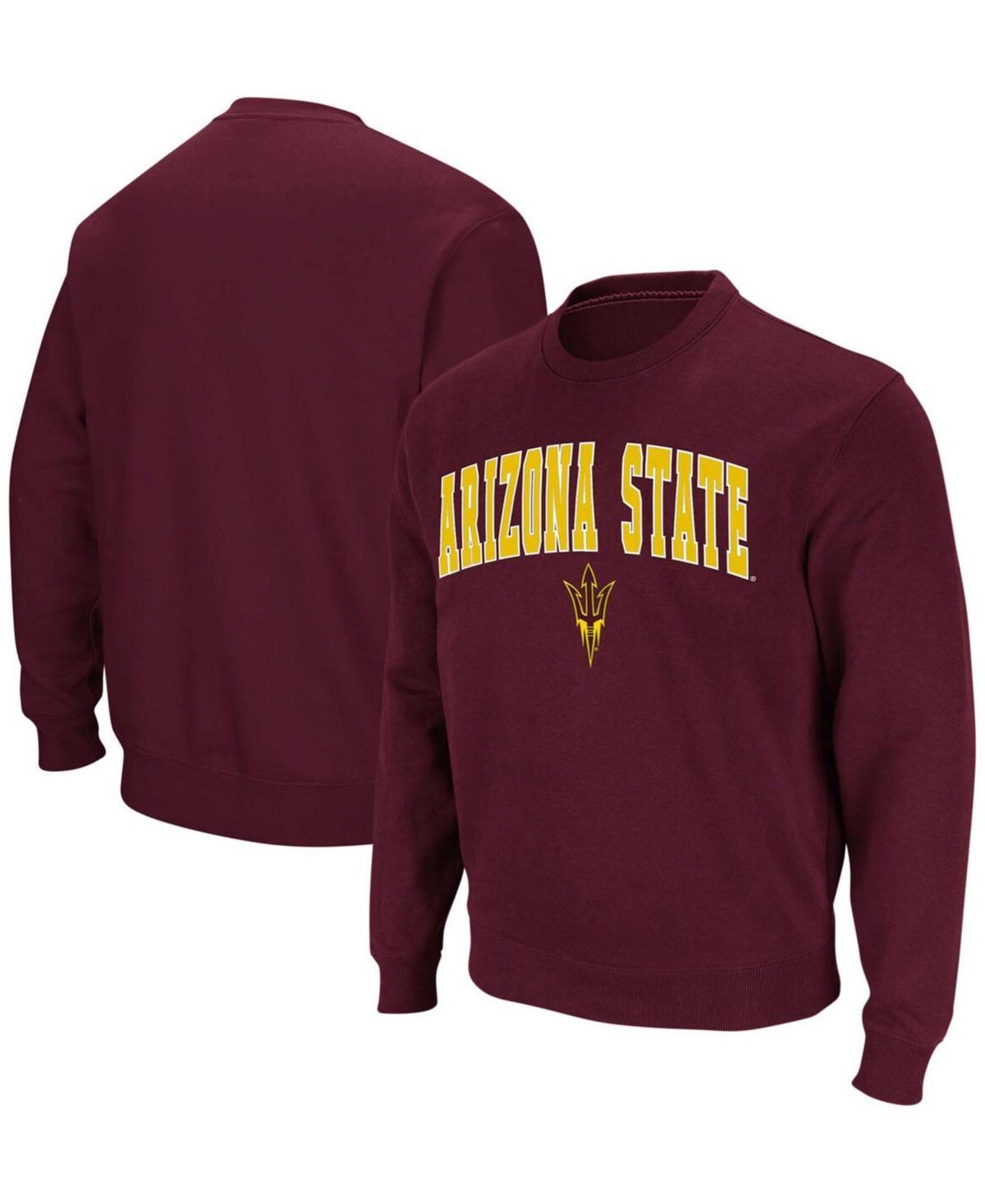 Mens Colosseum Heather Gray Arizona State Sun Devils Arch & Logo Pullover Sweatshirt Product Image