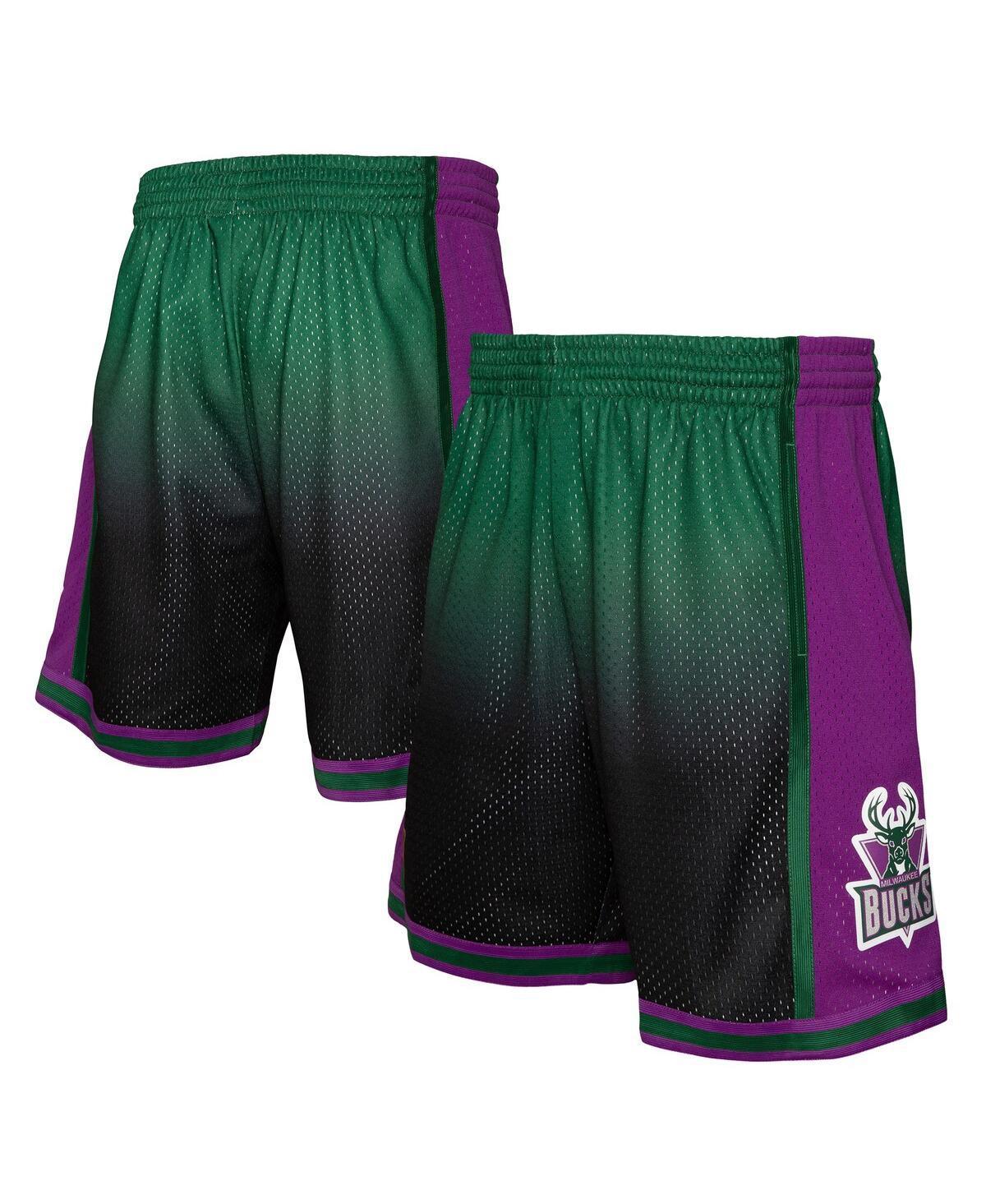 Mens Mitchell & Ness Green and Black Milwaukee Bucks 1996/97 Hardwood Classics Fadeaway Reload 3.0 Swingman Shorts - Green Product Image