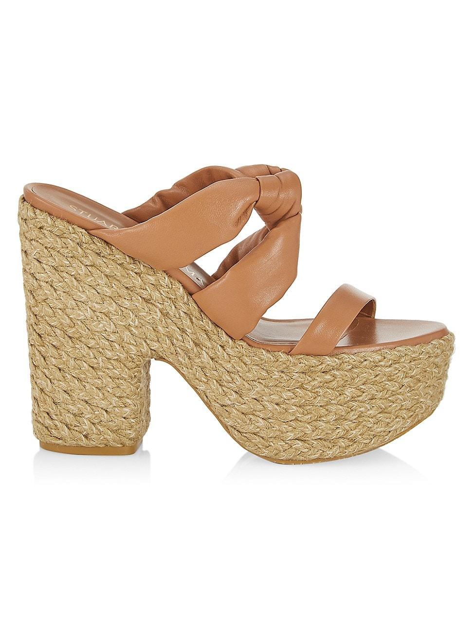 Womens Leather Knotted Espadrille Sandals Product Image