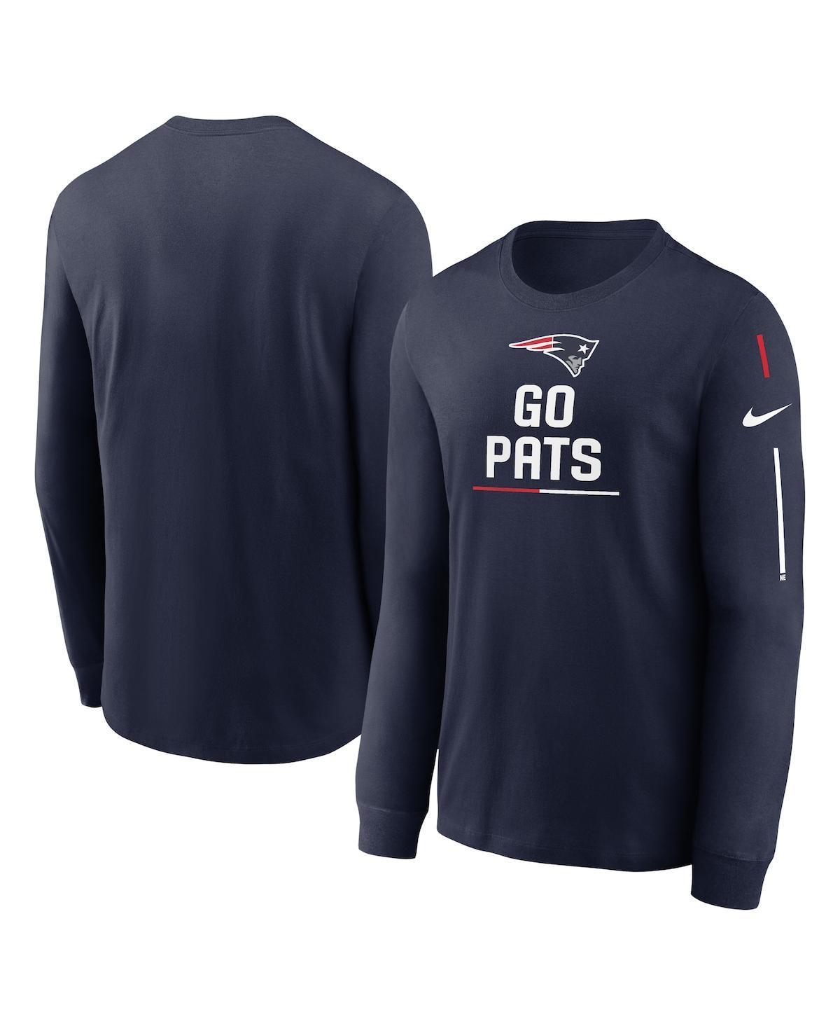 Mens Nike Navy New England Patriots Team Slogan Long Sleeve T-shirt Product Image